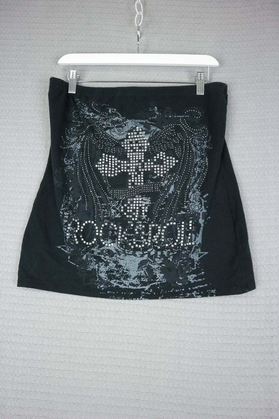 Warehouse One Rock & Roll Tube Top Womens Large Y2K Grunge Style